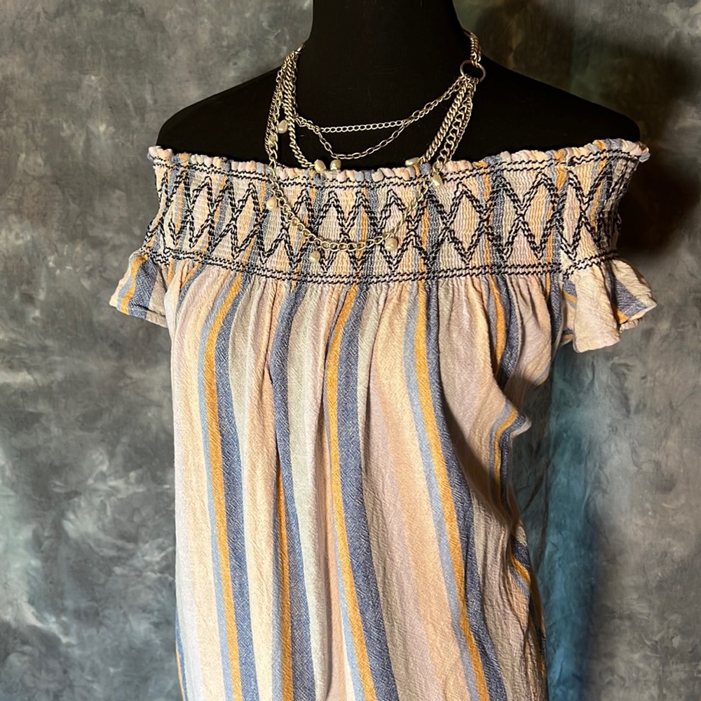 4Our Dreamers Boho Striped Linen Blend Dress, sz. M